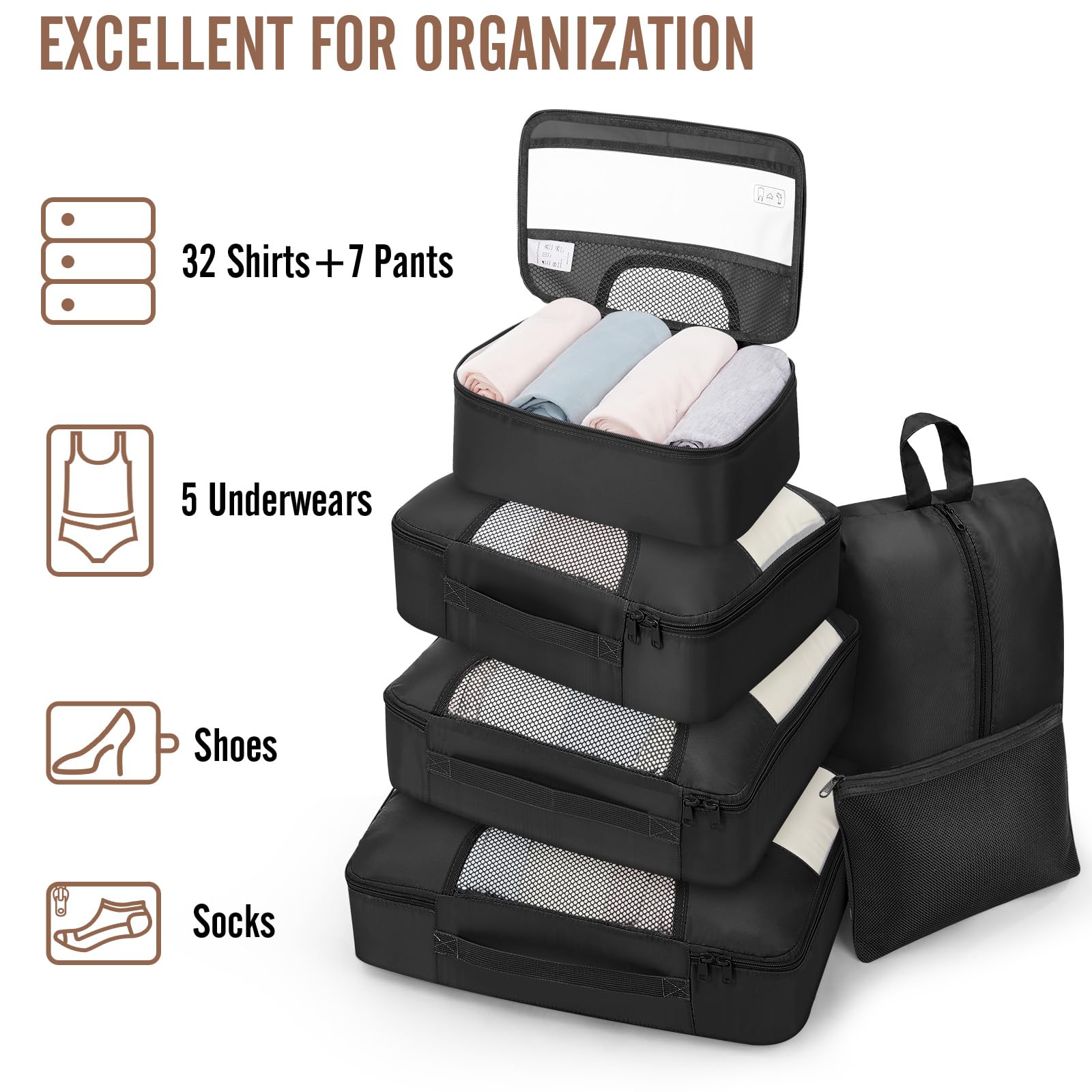 Travel Packing Cubes Set