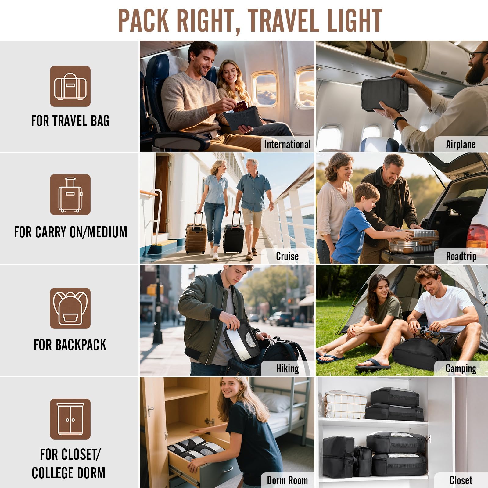 Travel Packing Cubes Set