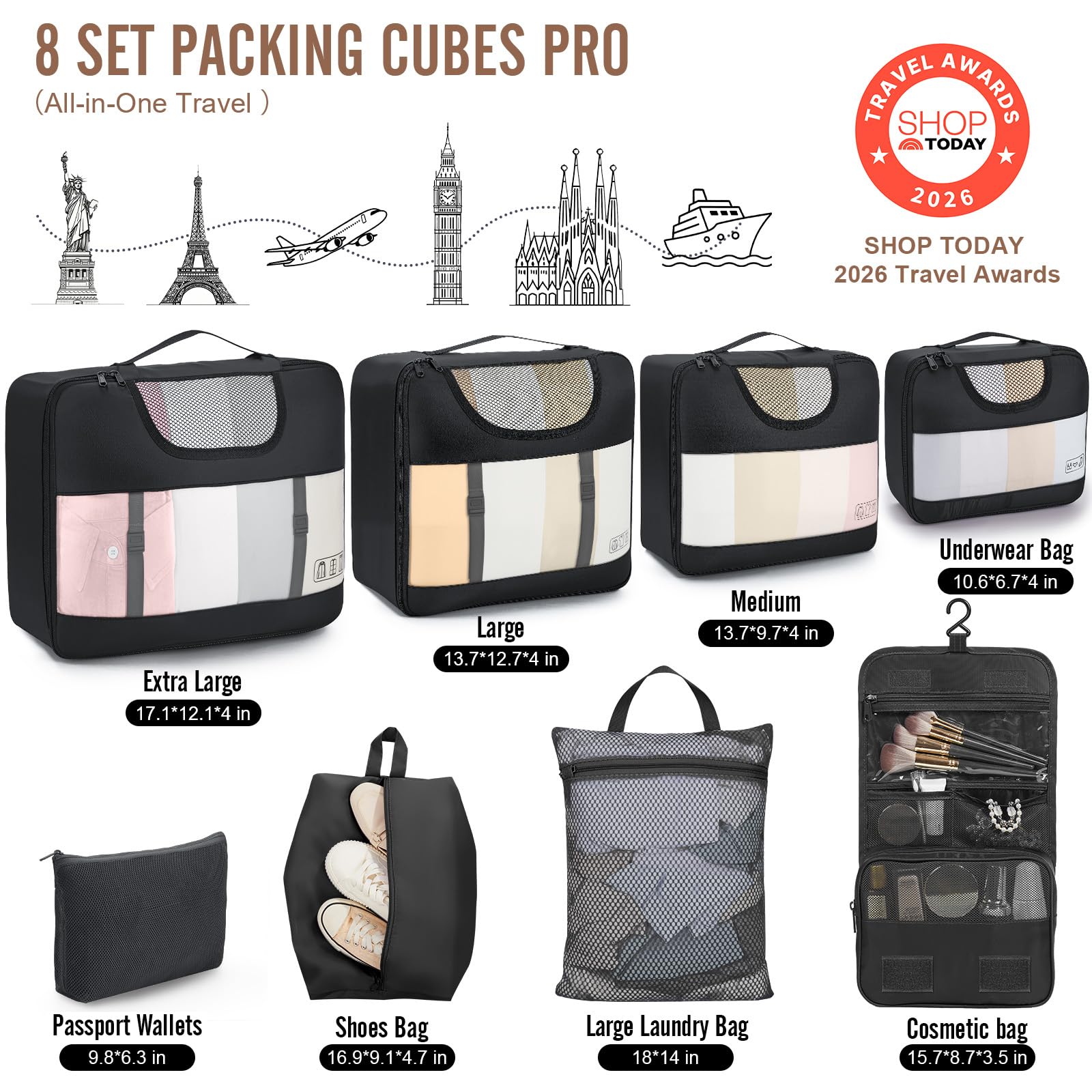 Travel Packing Cubes Set